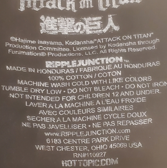 AOT (Attack On Titan) Hot Topic graphic T-shirt - Picture 4 of 4